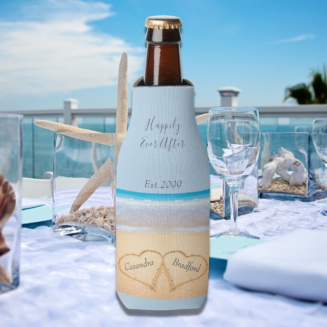 Porta-garrafa Dusty Blue Beach Wedding 2 Heards (Criador carregado)