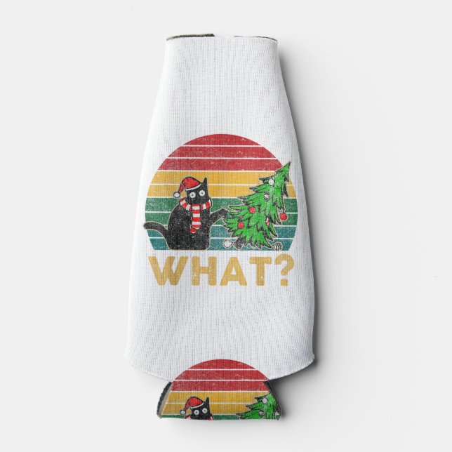 Porta-garrafa Engraçada Camisa De Natal Doida Cat San (Frente)