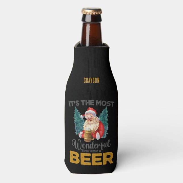 Porta-garrafa Engraçado Natal Maravilhoso para um Nome de Cervej (Frente da Garrafa)