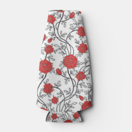 Porta-garrafa esplêndido padrão de rosa vermelha