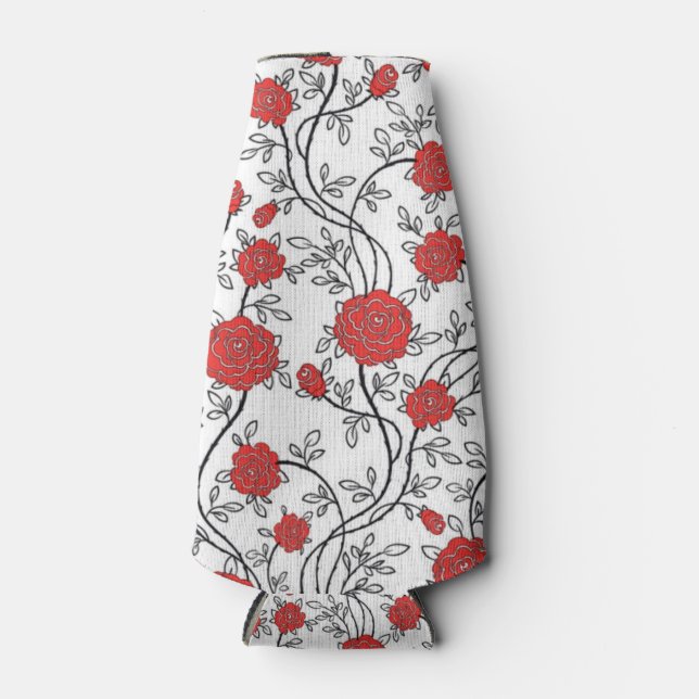 Porta-garrafa esplêndido padrão de rosa vermelha (Frente)