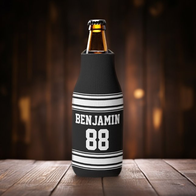 Porta-garrafa Esportes Jersey Stripes - Número de Nome Personali (Add your name to this sporty personalized bottle cooler.)