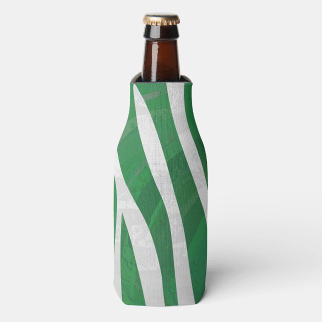 Porta-garrafa Estampa Verde e Branco de Zebra (Frente da Garrafa)
