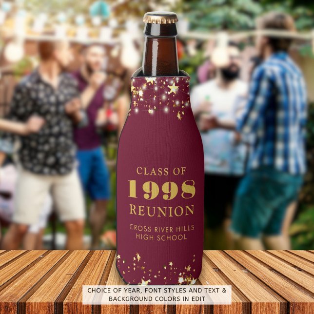 Porta-garrafa Estrelas Douradas da Reunião de Classe Burgundy Pe (Criador carregado)