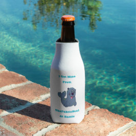 Porta-garrafa Eu comprei a minha na Fabric Seal na Zazzle