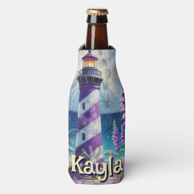 Porta-garrafa Farol Roxo com Foxglove & Iris Personalizado (Frente da Garrafa)
