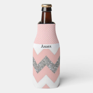 Porta-garrafa Faux Glitter Chevron e Bolinhas