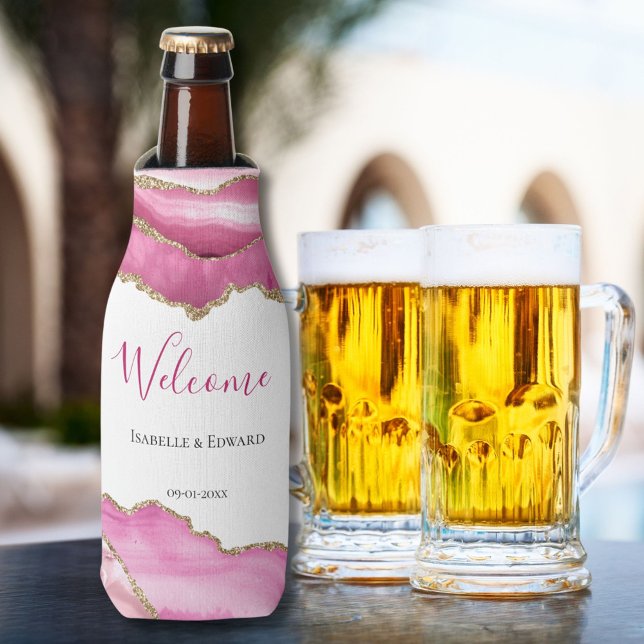 Porta-garrafa Favoritos do Convidado de Casamento de Pedra Rosa- (Criador carregado)