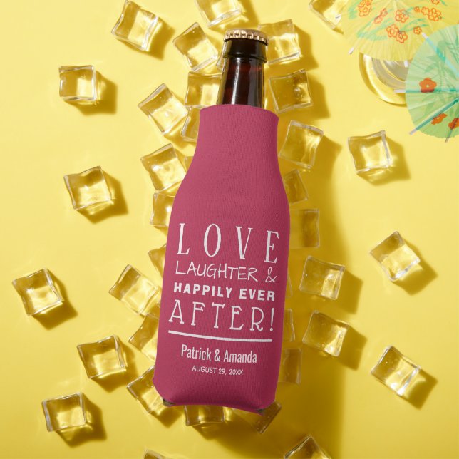 Porta-garrafa Felicidade Para Sempre MAGENTA Casamento (Verão in situ)