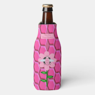 Porta-garrafa Feliz Dia da Abelha Menina Rosa Bumblebee de Anive