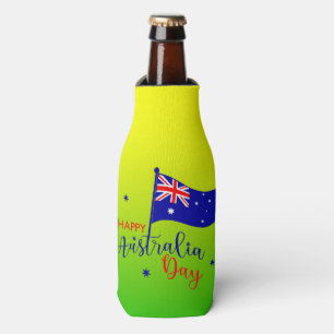 Porta-garrafa Feliz Dia da Austrália Bandeira Dourada Stubby