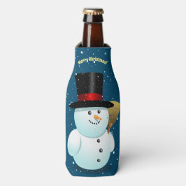 Porta-garrafa Feliz Neve Com Chapéu De Feltro Superior