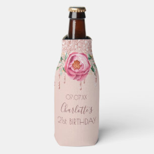Porta-garrafa festa de aniversário rosa de cor-de-rosa brilhant