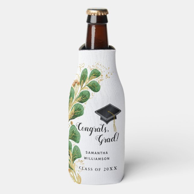 Porta-garrafa Festa de formatura de Formando de Parabéns Florais (Frente da Garrafa)