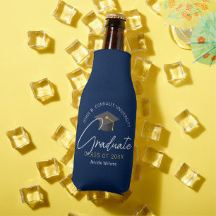 Porta-garrafa Festa de Graduação Personalizada Azul Naval Modern