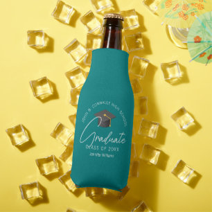 Porta-garrafa Festa de Graduação Personalizada Chic Teal