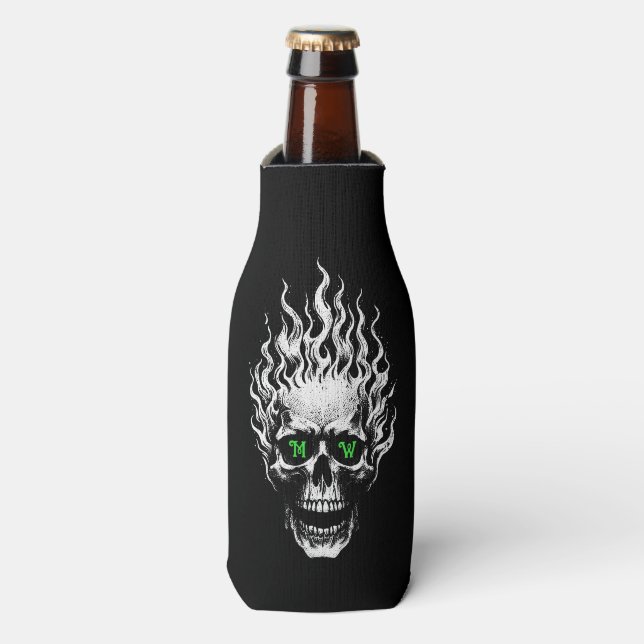 Porta-garrafa Flaming Skull Personalized (Frente da Garrafa)