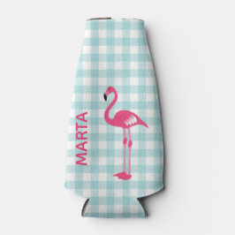 Porta-garrafa Flamingo rosa na geladeira Gingham