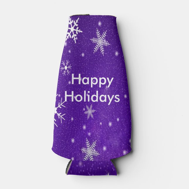 Porta-garrafa Flocos de neve brancos Flocos de fundo azuis Fresc (Frente)