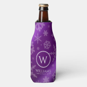 Porta-garrafa Flocos de Neve com Folha de Purple Monograma Nome