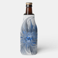Flor de Arte Fractal em Aquarela Azul Cinza Abstra