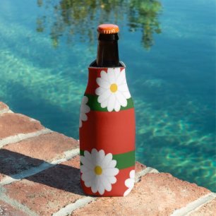Porta-garrafa Flor de margarida branca Vermelho Feliz Natal Feri