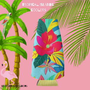 Porta-garrafa Flores Coloridas das Ilhas Tropicais Cooler
