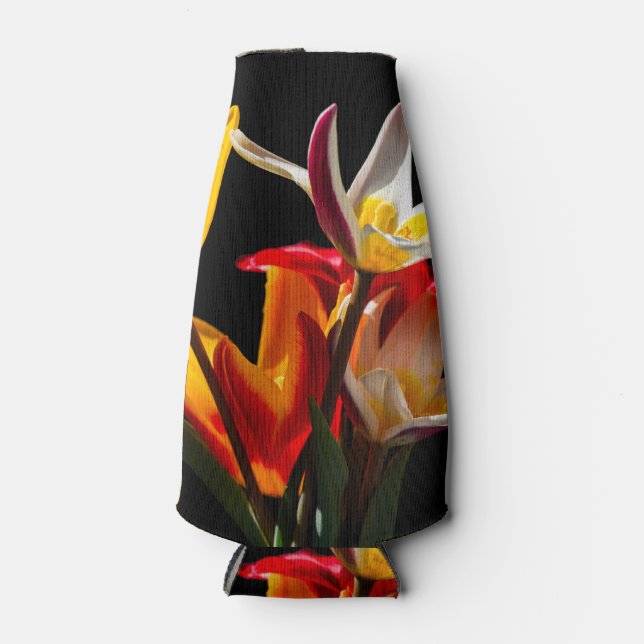 Porta-garrafa Flores de chicote contra fundo preto (Frente)