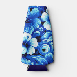 Porta-garrafa Flores tropicais havaianas Hibiscus Cobalt Blue