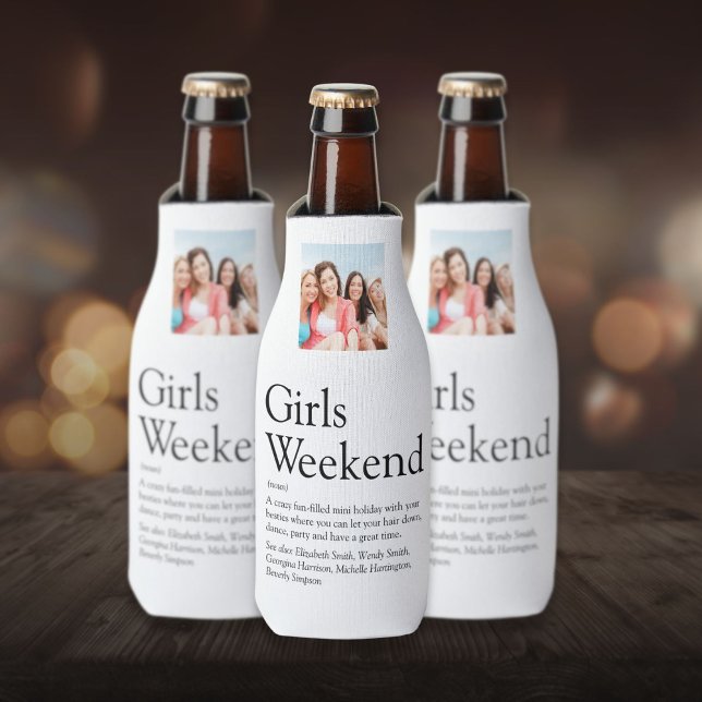 Porta-garrafa Foto de Definição de Fim de Semana de Raparigas Pe (Personalized Girls Weekend Definition Photo Bottle Cooler)