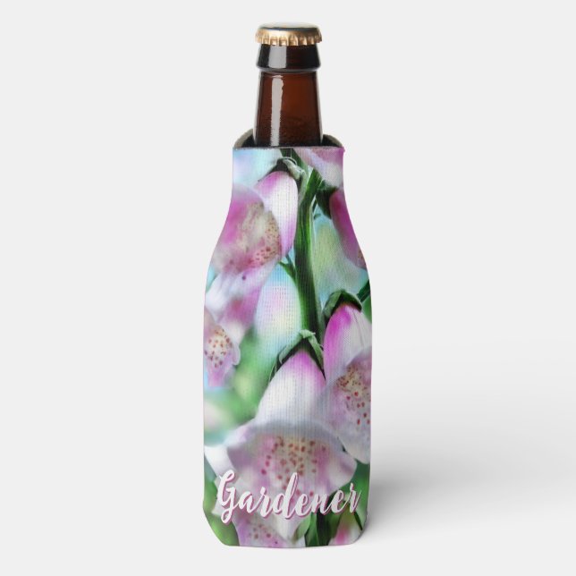 Porta-garrafa Foxglove Flowers Floral Pink Garden Personalized (Frente da Garrafa)