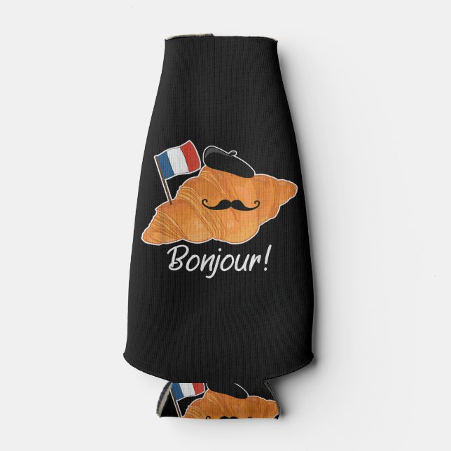 Porta-garrafa Francês Croissant Lover França Bandeira Francófilo (Frente)