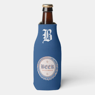 Porta-garrafa Frasco de Cerveja Boné Azul/Branco