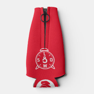 Porta-garrafa Garrafa com logotipos de CorleyQ no fundo vermelho