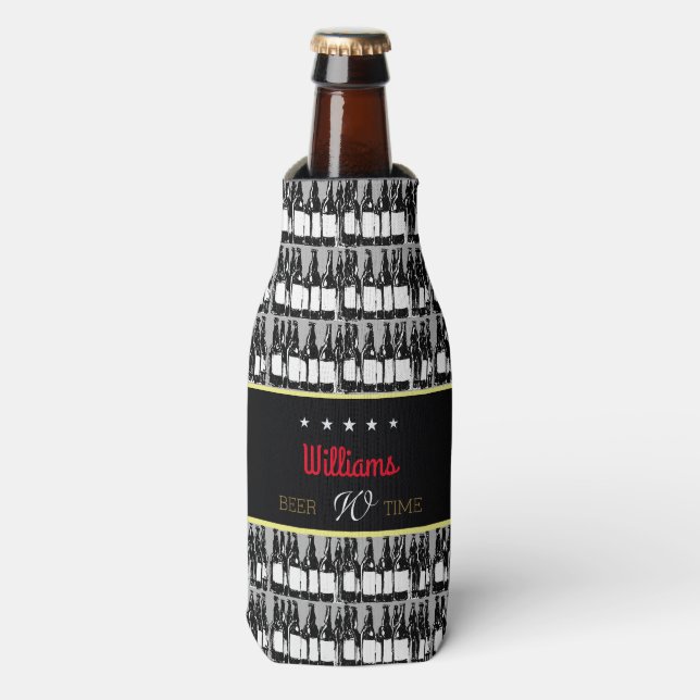 Porta-garrafa garrafas de cerveja com rótulo preto (Frente da Garrafa)