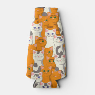 Porta-garrafa Gatos brancos e gengibres padrão olhos verdes olho