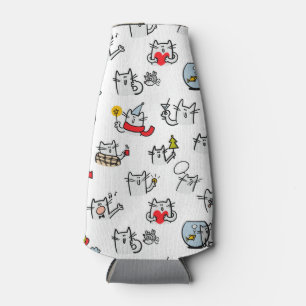 Porta-garrafa Gatos engraçados, leite e magia.