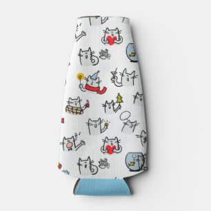 Porta-garrafa Gatos engraçados, leite e magia.