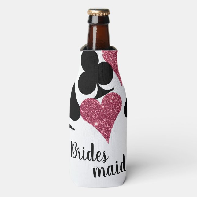 Porta-garrafa Glitter Rosa Vegas Bridesmaid Bottle Cooler (Frente da Garrafa)