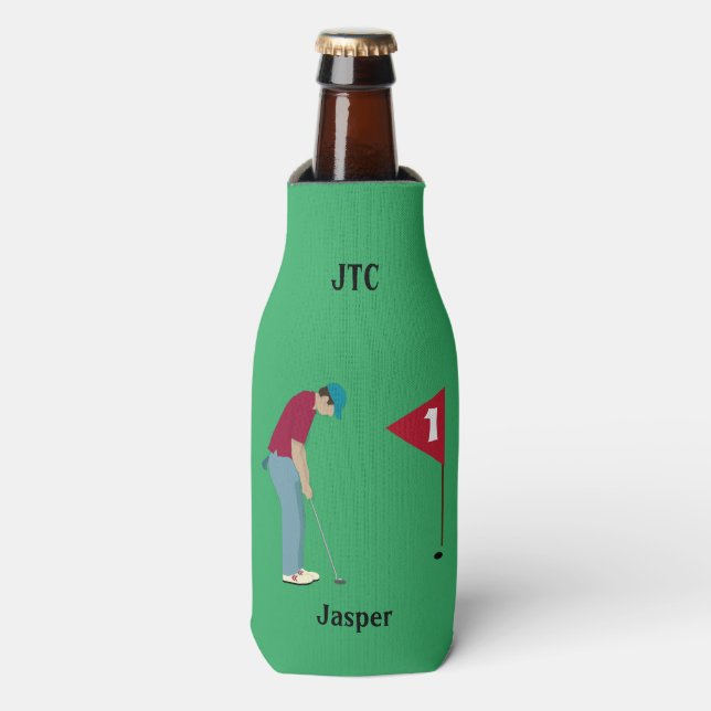 Porta-garrafa Groovy Green Golfer Themed (Frente da Garrafa)