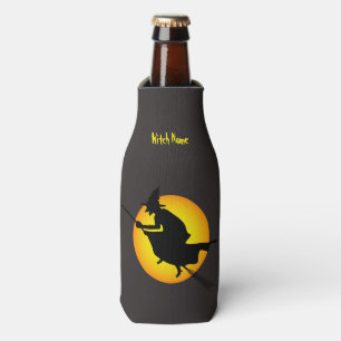 Porta-garrafa Halloween: Vassoura de bruxa voadora personalizada