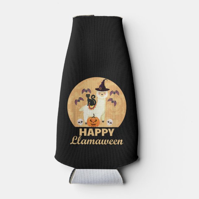 Porta-garrafa Happy Llamaentre Funny Llama Lover Spooky Hallowee (Frente)