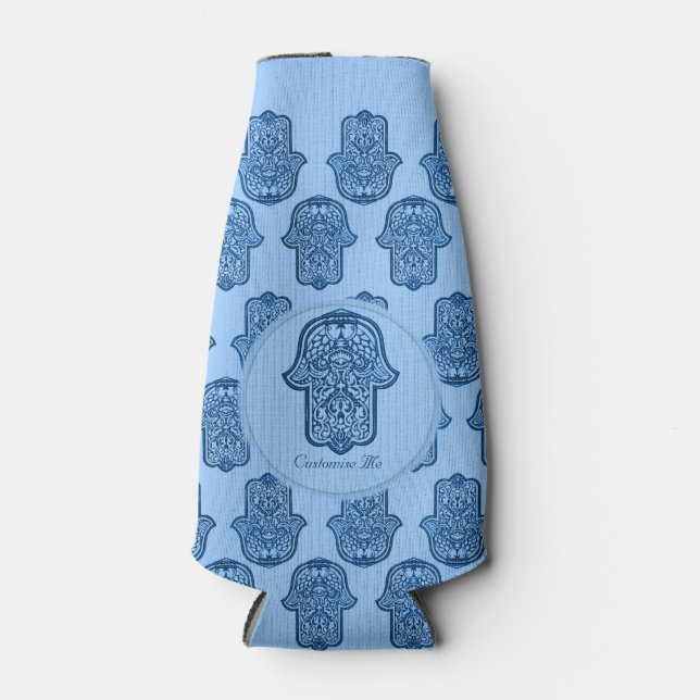 Porta-garrafa Henna Hand of Hamsa (Azul) (Frente)