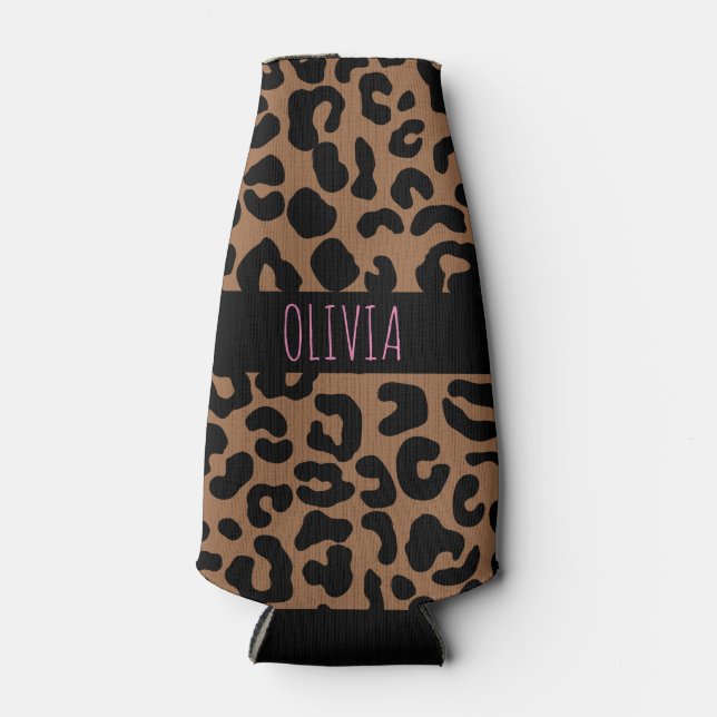 Porta-garrafa Impressão de pele da mancha-leopardo personalizada (Frente)