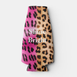 Porta-garrafa Impressão Leopardo Dourada rosa