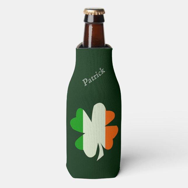 Porta-garrafa Irish Flag Shamrock Personalizado (Frente da Garrafa)