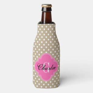 Porta-garrafa Khaki White Dots Quente Rosa Quente Nome Quat Inic