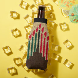 Porta-garrafa Kwanzaa Velas Castanho Vermelho Preto Crochet Verd