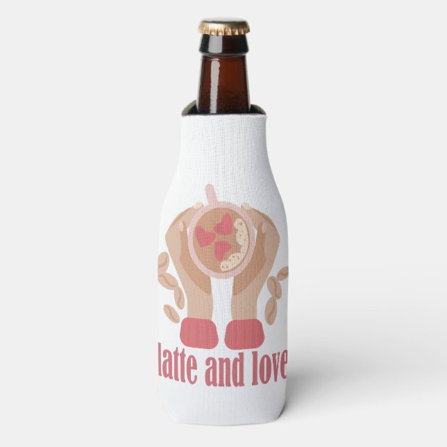 Porta-garrafa Latite e xícara de amor, mãos e café (Frente da Garrafa)