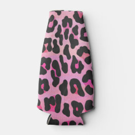 Porta-garrafa Leopardo, Impressão preto e rosa quente